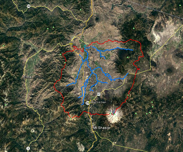 Aerial view of Shasta River basin.