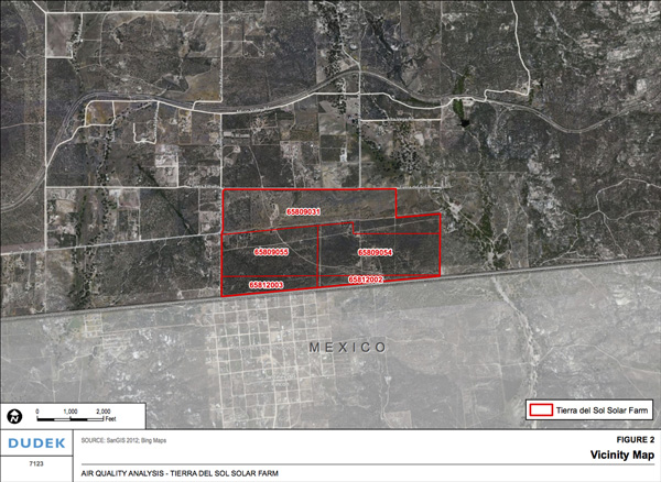 Tierra del Sol Solar Farm vicinity map