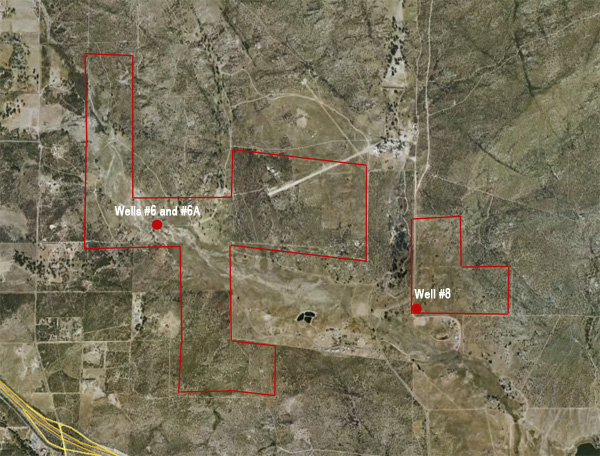 Location of existing wells within the Rugged Solar project site