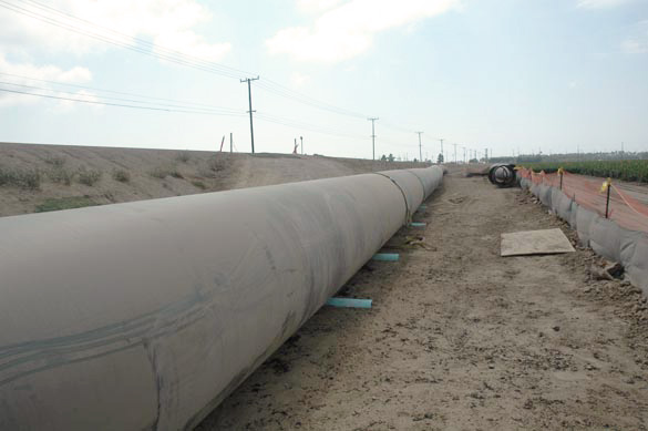 Ocean outfall next to Santa Ana river, Huntington Beach, California