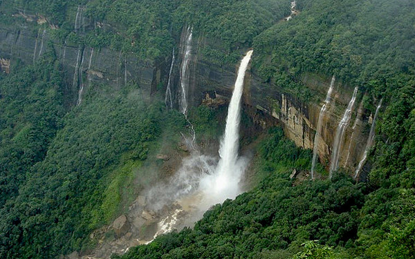 Waterfalls near Cherrapunji, India, the wettest spot on Earth.