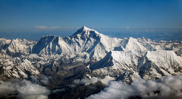 Aerial photo of Mount Everest.