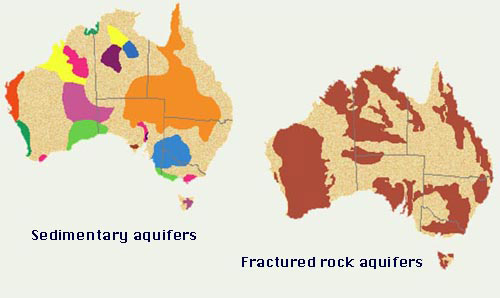 Spatial distribution of sedimentary and fractured rock aquifers in Australia