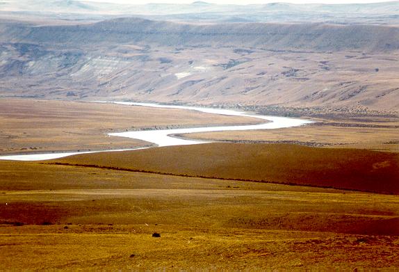 Tundra landscape in the valley of the Santa Cruz river, Argentina.