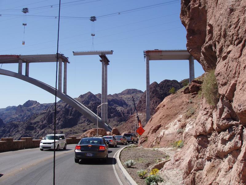 Bridge being built on top of Hoover Dam