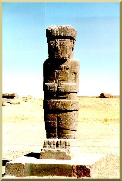 The Ponce monolith in Tiwanaku, on the Bolivian high plains.