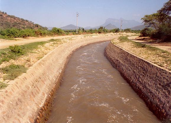 Masonry-lined channel