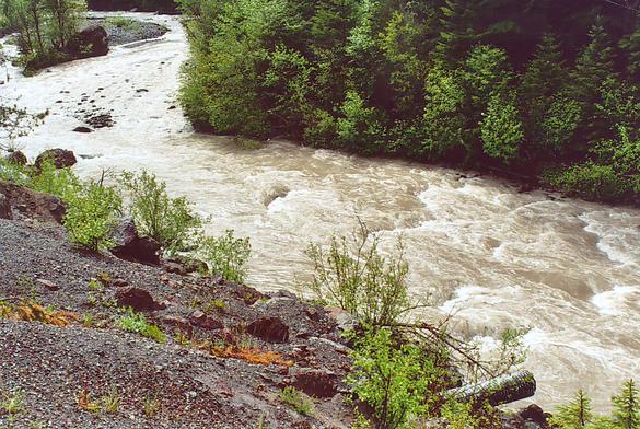 The Hood river, tributary of the Columbia river, Oregon.