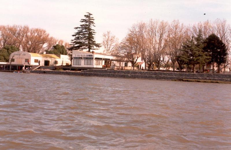 River channel with gabion banks in Argentina.