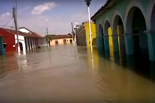Flooding of Tlacotalpan, Veracruz, Mexico, on October 2, 2010.