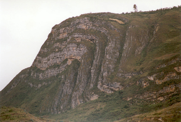 Folded strata at Revash mountain, Amazonas, Peru (2002)