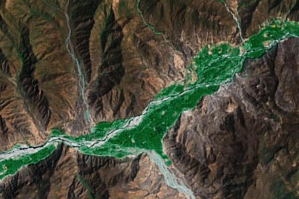 Satellite photo of proposed reservoir site at La Calzada