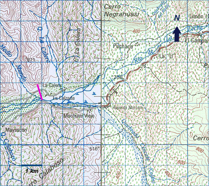  Location of proposed dam at La Calzada