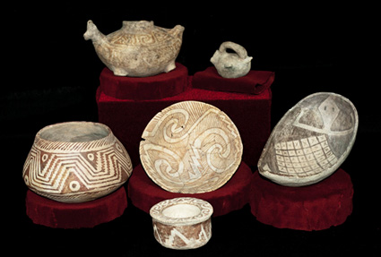 Hohokam red on buff ceramics.