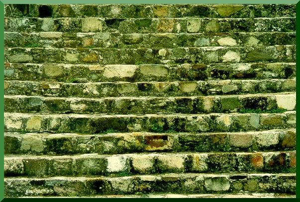 Closeup of stairs at the first pyramid.