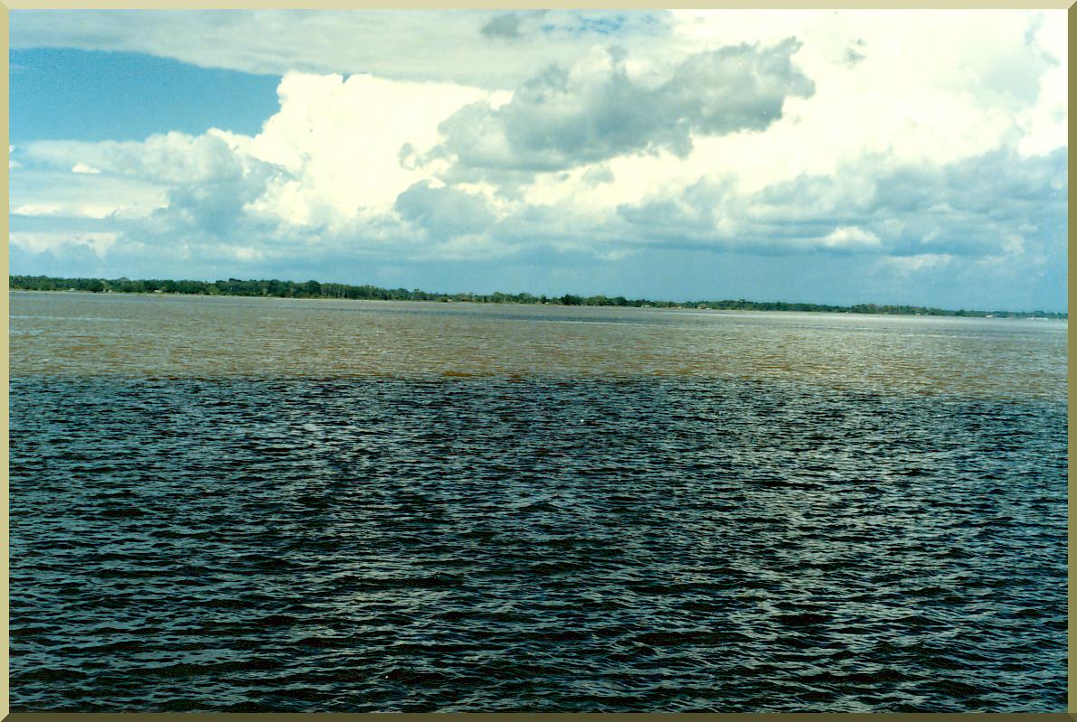 Confluence of the Negro and Amazon rivers near Manaus