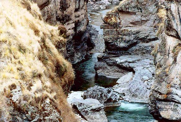 Narrow canyon on the Rio Apurimac at Keshwachaca, Cuzco, Peru (2004).