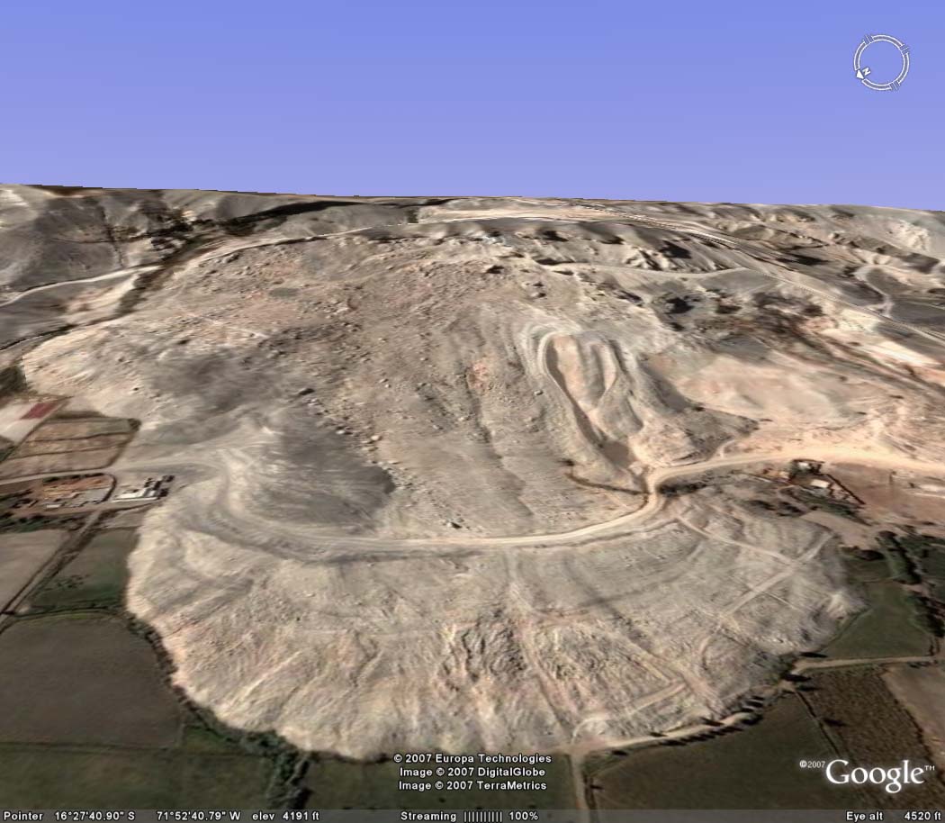 Panoramic view of front of Pie de Cuesta failure, with La Joya fields on the horizon